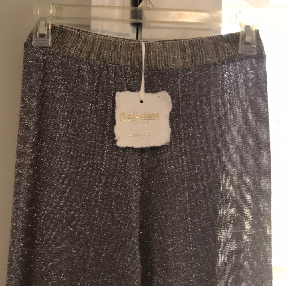 Metallic Wide-Leg Pants in Silver